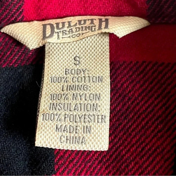 Duluth Trading Flapjack Red Plaid Flannel Snap Front Quilted Shirt Jacket Small - Picture 3 of 4